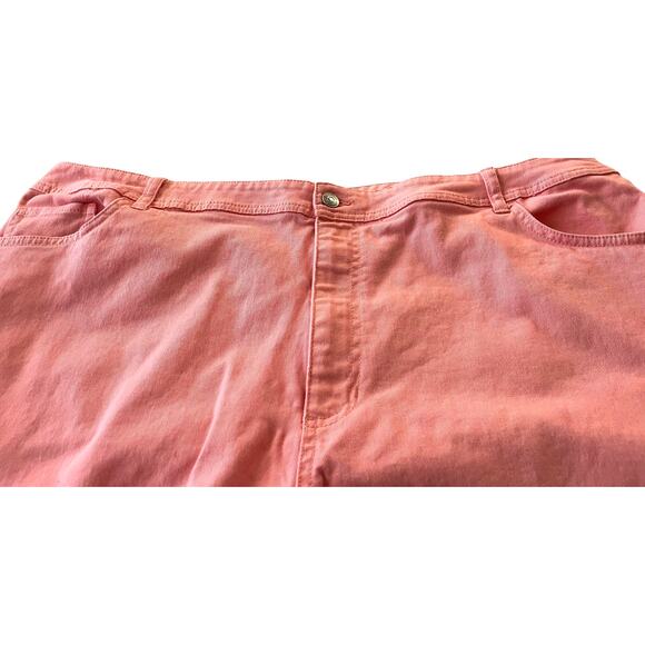 ST. JOHN’S BAY STRETCH PLUS DENIM JEANS, WOMENS, 24W, PEACH/PINK, HIGH RISE - Picture 2 of 10